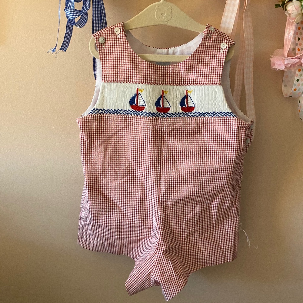 Smocked Sailboat Short  Jon Jon